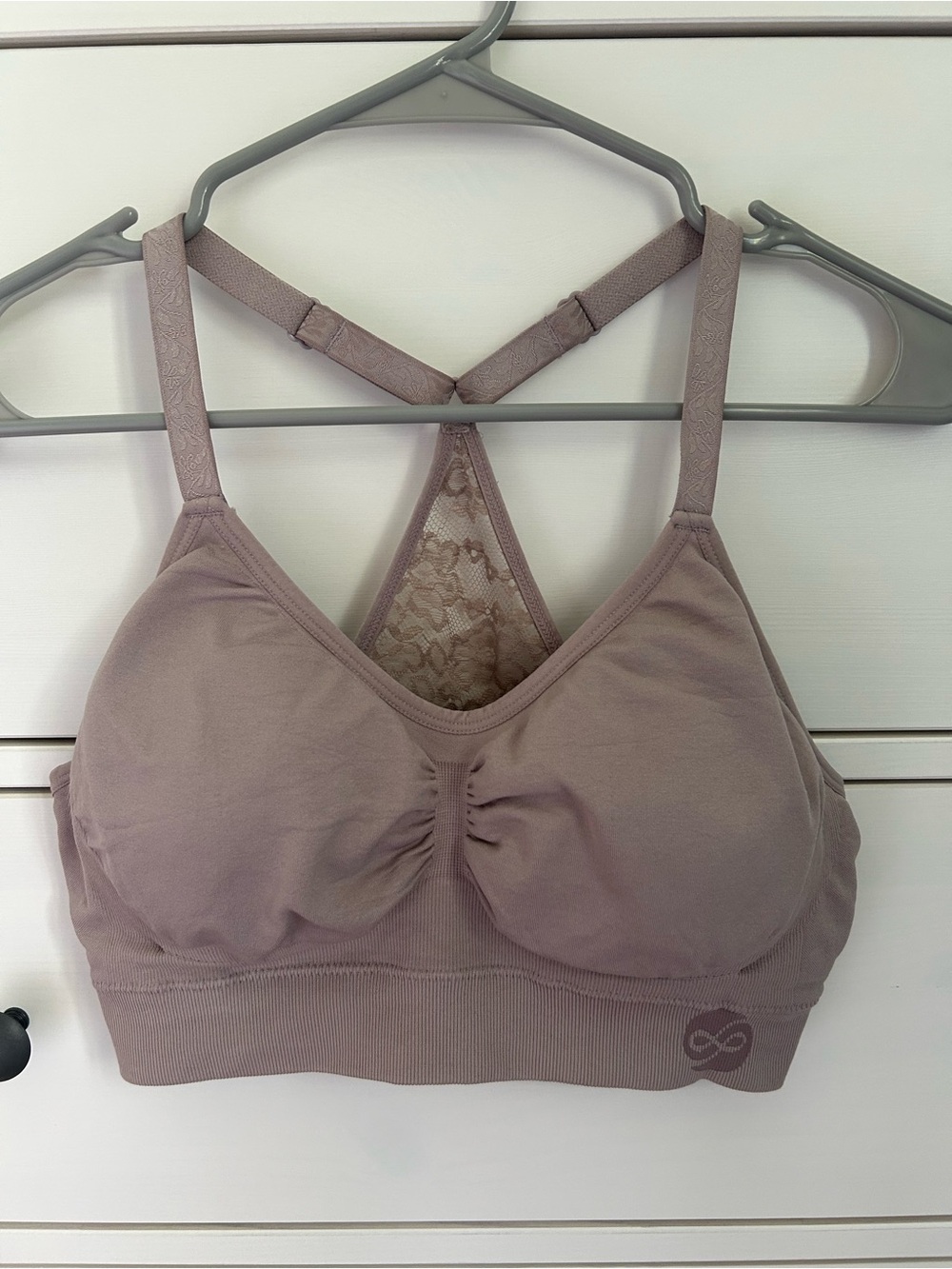 Kindred Bravely Seamless Lace-Back Wireless Bra in Mauve - removable pads